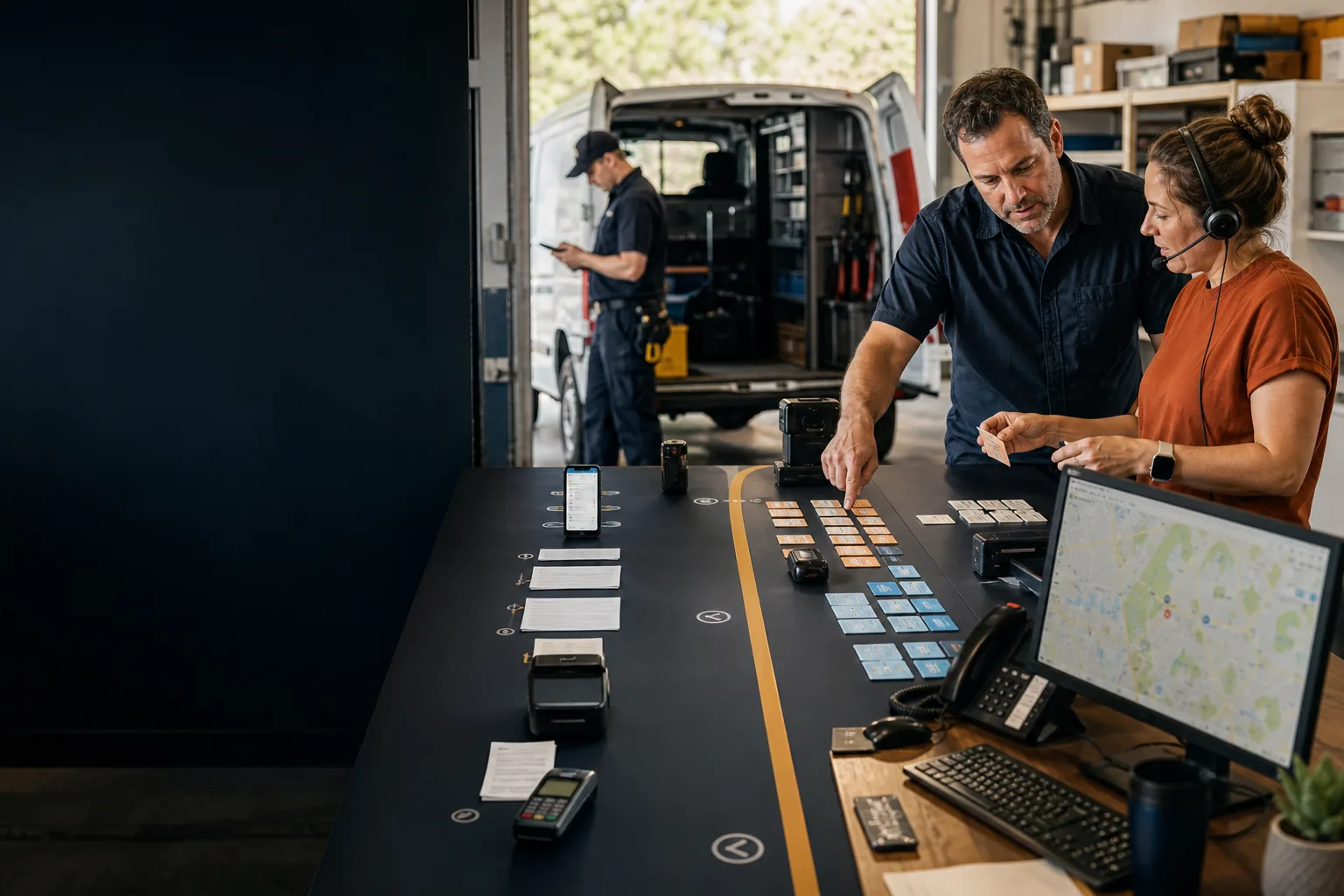Service team comparing a field-first workflow with phone-heavy dispatch