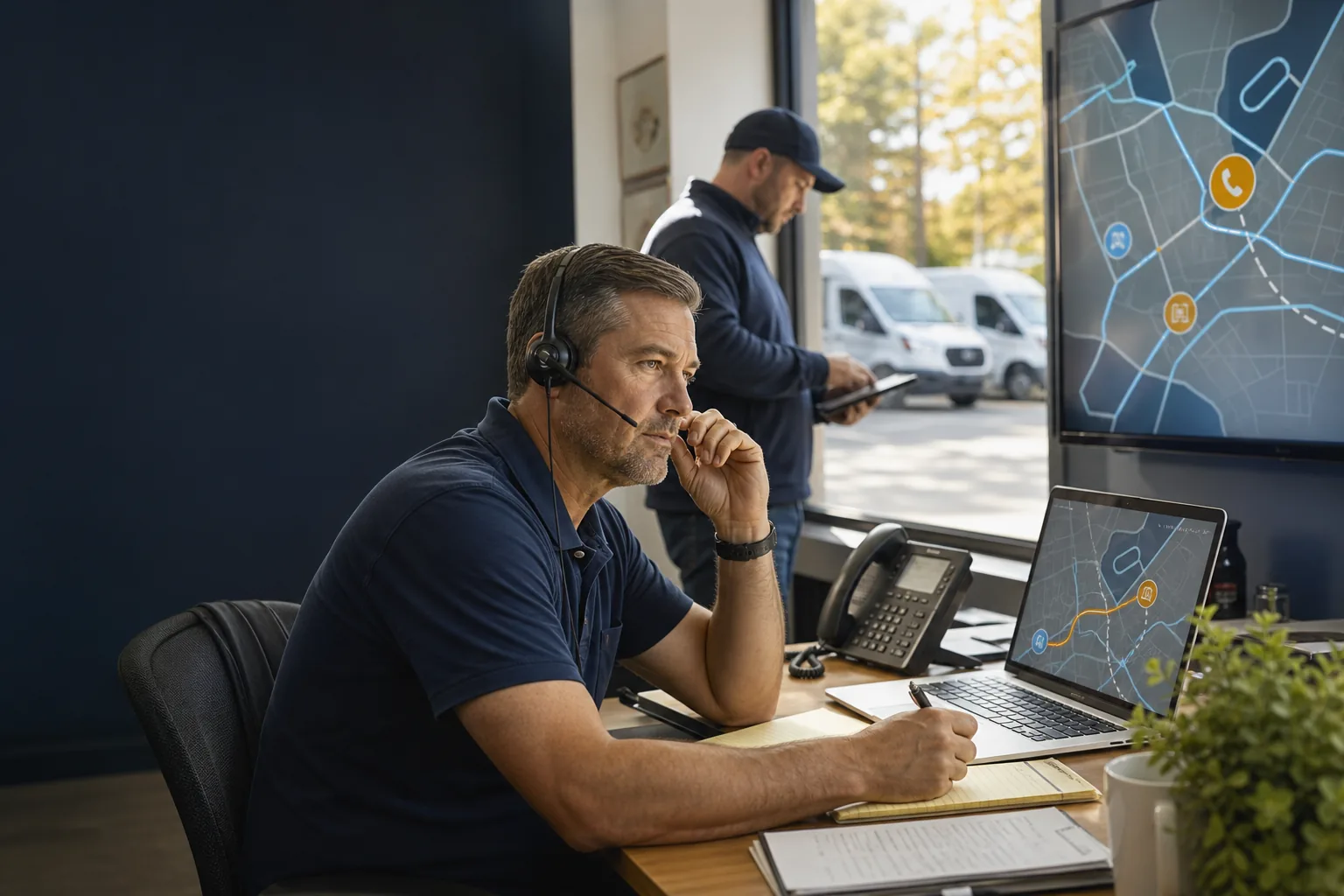 Service dispatcher connecting an incoming call to the right route and source