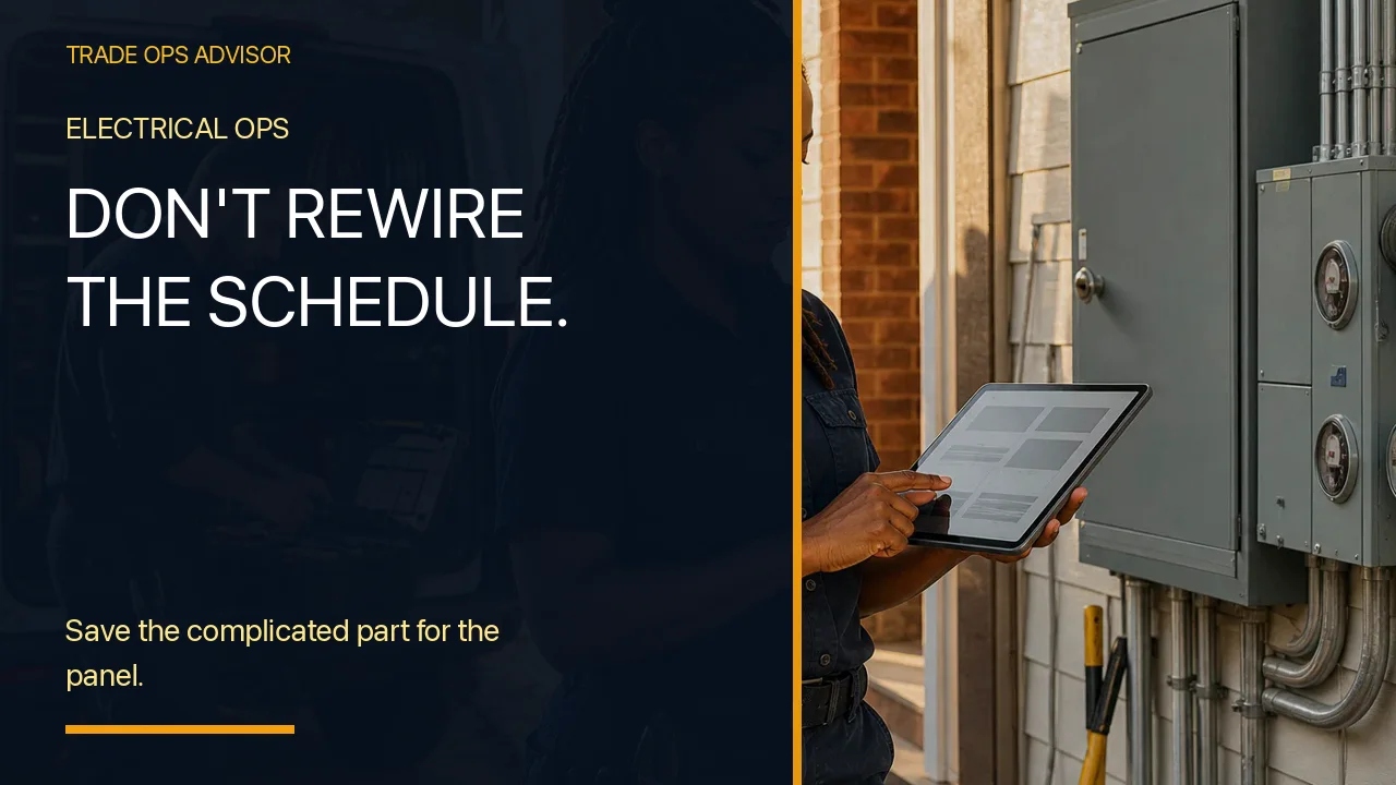 Electrical contractor reviewing a connected schedule and job documentation