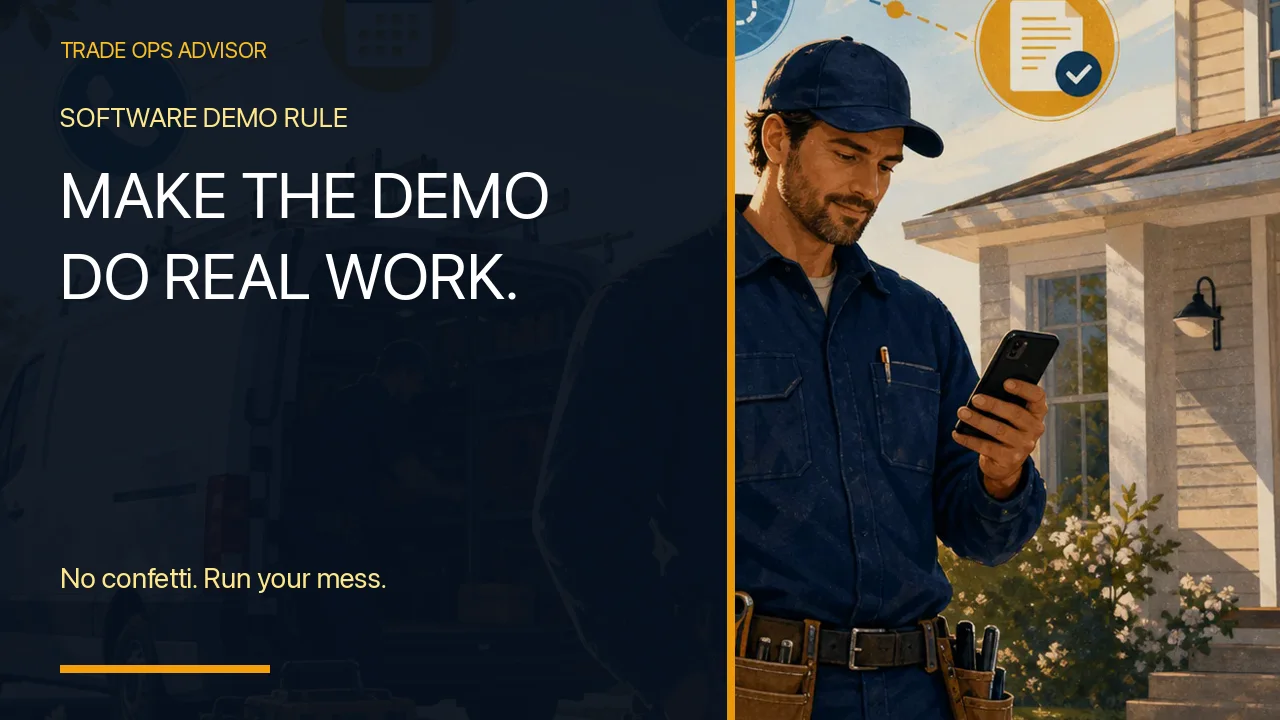 Contractor comparing two software demos against the same real job workflow