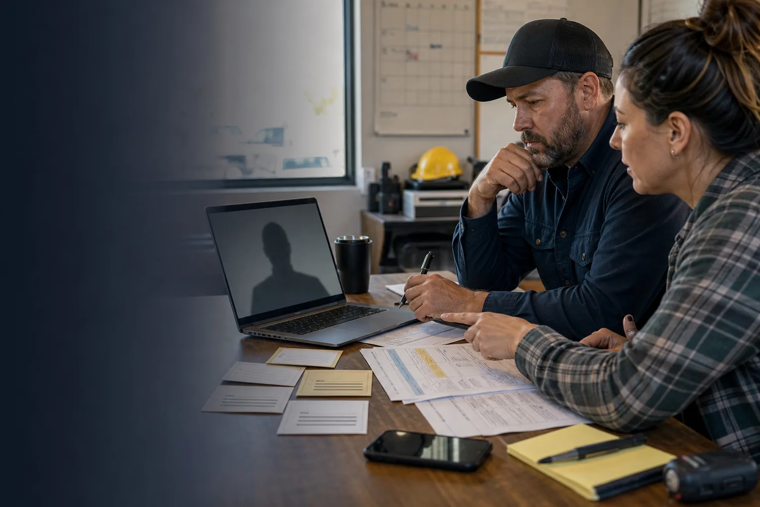 Contractor owner and dispatcher pressure-testing a software demo with real questions