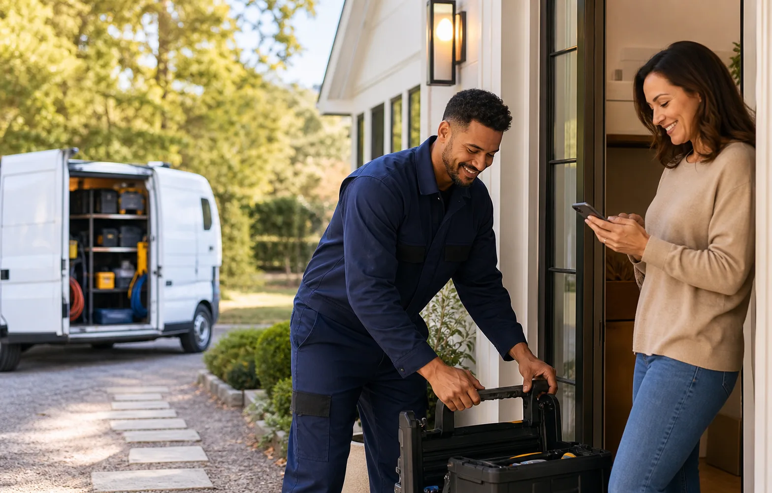 Home-service team reviewing how NiceJob could fit its daily workflow